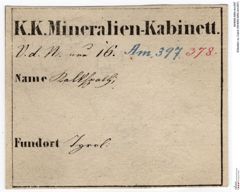 Etiketten zu Calcit (NHMW-MIN-Am397)